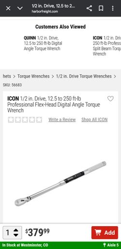 ICON 1/2 in. Drive, 12.5 to 250 ft-lb Professional Flex-Head Digital Angle Torque Wrench