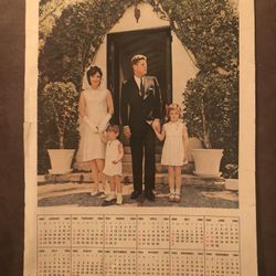 Vintage JFK Family Calendar-Some Tape On Tears In Plastic 