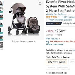 Evenflo Pivot Modular Travel System With SafeMax Car Seat, 2 Piece Set $150