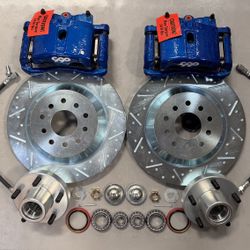 1960 - 87 C10 Big Brake Kit 5x4.75 Bolt Pattern Blue 2 Piston Calipers 13” Rotor  