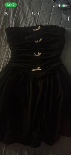 Fashion Q Black Strapless Dress with Bows