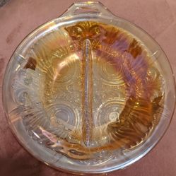 Antique Orange Carnival Glass Dish Flawless Condition 