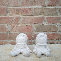 Vintage Bobbs Merrill (Blank) Ceramic Raggedy Ann & Andy Figurines 