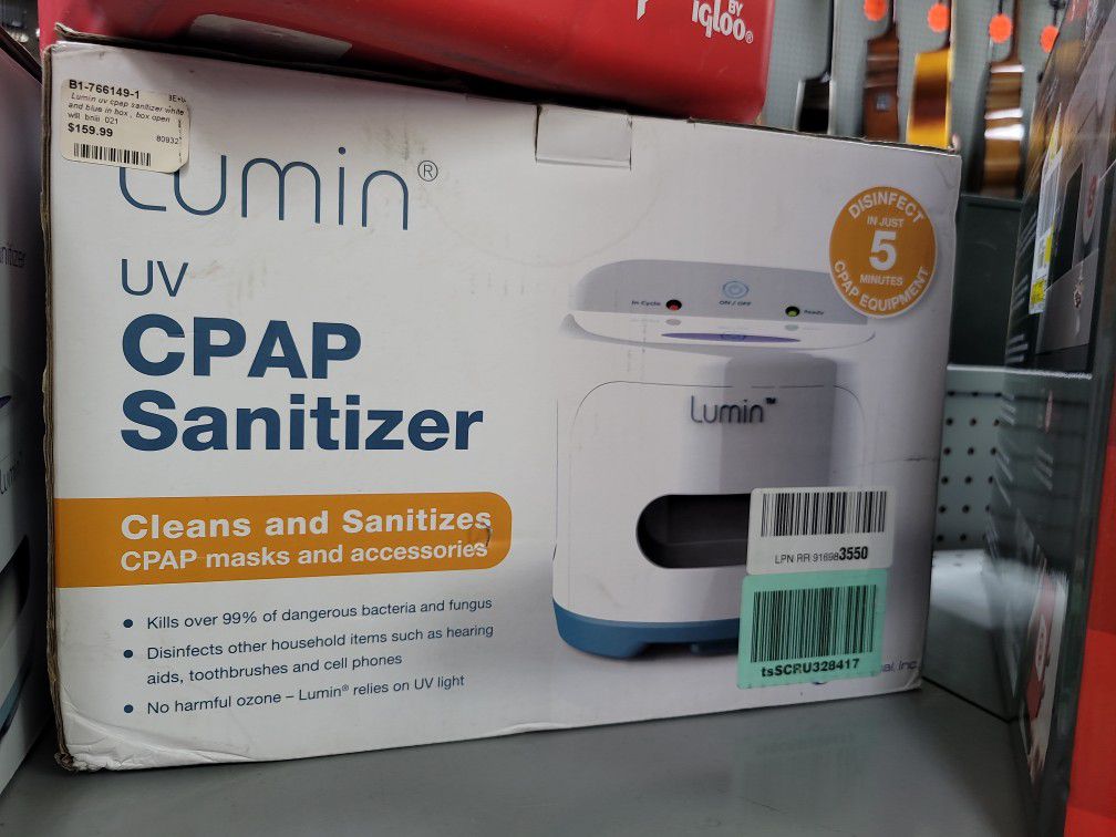 Lumin Uv Cpap Sanitizer White And Blue In Box