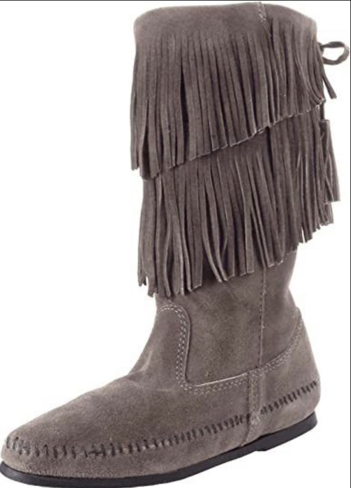 Minnetonka Women's Calf Hi 2-Layer Fringe Boot size 8