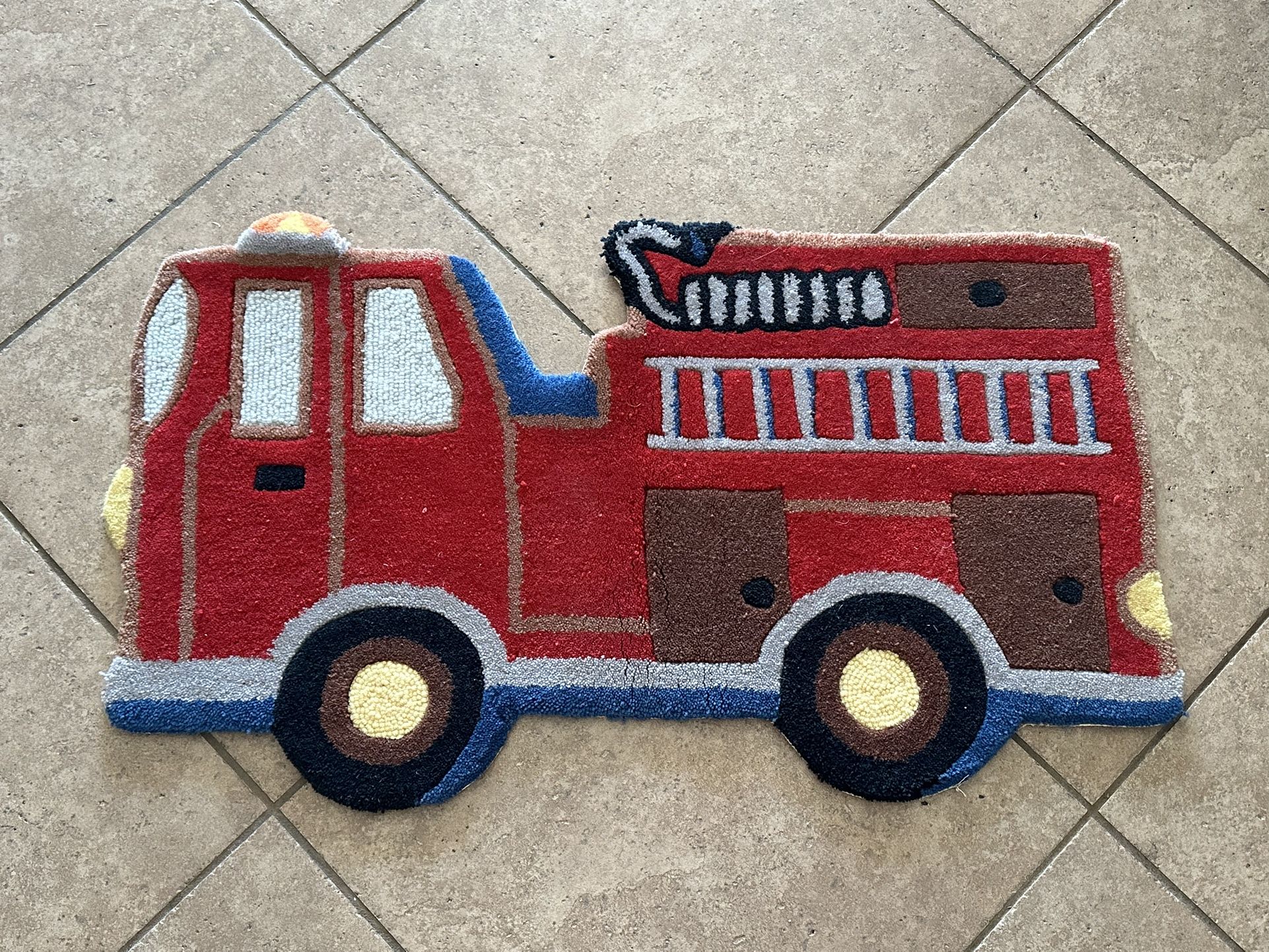 FIRE TRUCK RUG or WALL HANGING - KIDS , CHILDS, TODDLER