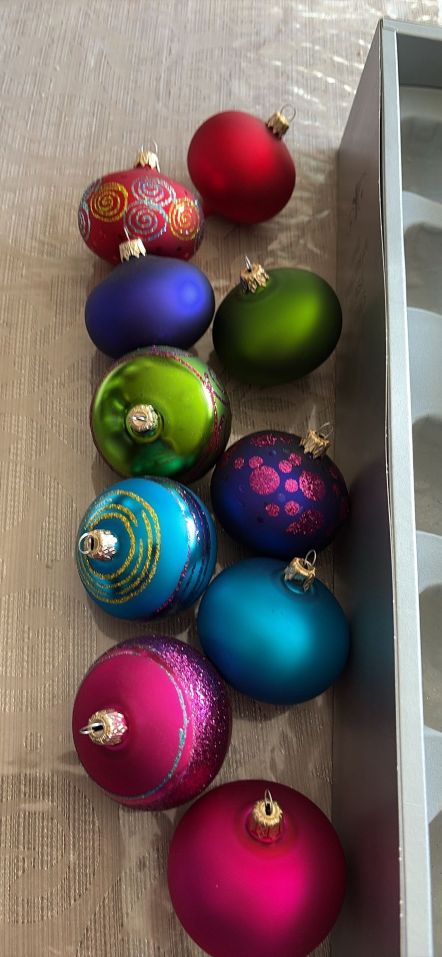 21 small glass ornaments different color