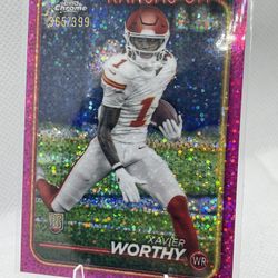 2024 Topps Chrome Xavier Worthy /399 Magenta Speckle /
