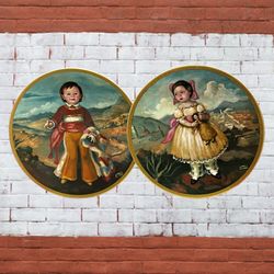 2 Vintage Pickard China Sanchez Children Of Mexico Decorative Plates Maria & Miguel