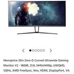 Monoprice 35” Zero-G Curved Ultrawide Gaming Monitor 120HZ 