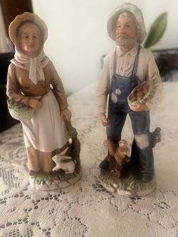 Homco farmer older couple 1980 home interior