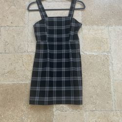 Women Overall Dress Plaid Black And White Size 2