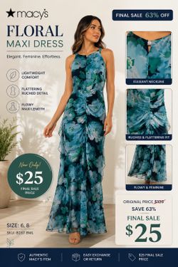 Beautiful Macy’s Floral Maxi Dress – Brand New!
