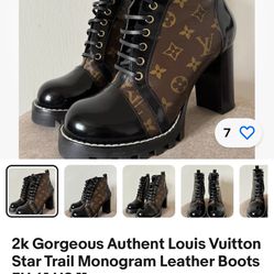2k Gorgeous Authent Louis Vuitton Star Trail Monogram Leather Boots EU 41 US 7.5