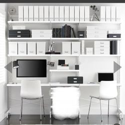 Elfa freestanding Shelves+Desk Wall Unit 
