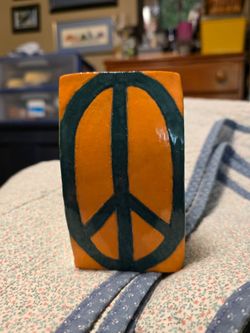 Hippie Peace Sign Vase,  hand crafted pottery
