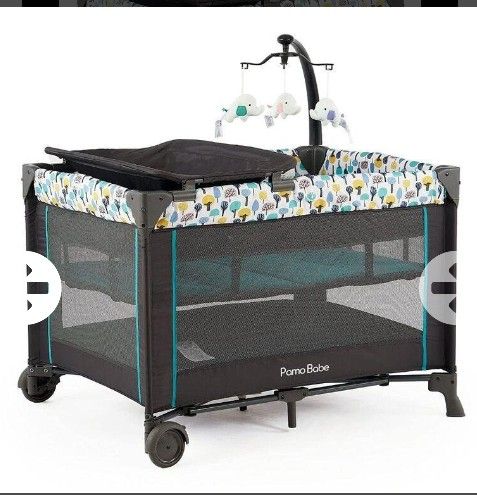 Portable Crib for Baby, Portable Baby Playpen with Detachable Bassinet and Changing Table