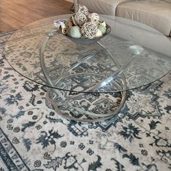 Glass Coffee Table With 2 Side Glass Tables