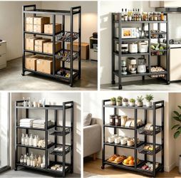 Black Metal Shelving Unit with Wire Baskets