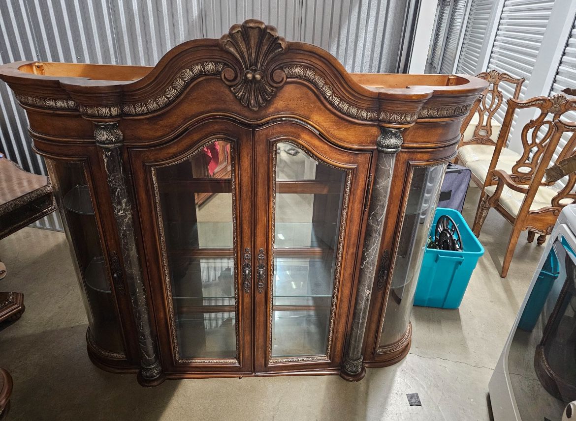 Authentic German Antique China Cabinet & Dining Room Set for Sale! 