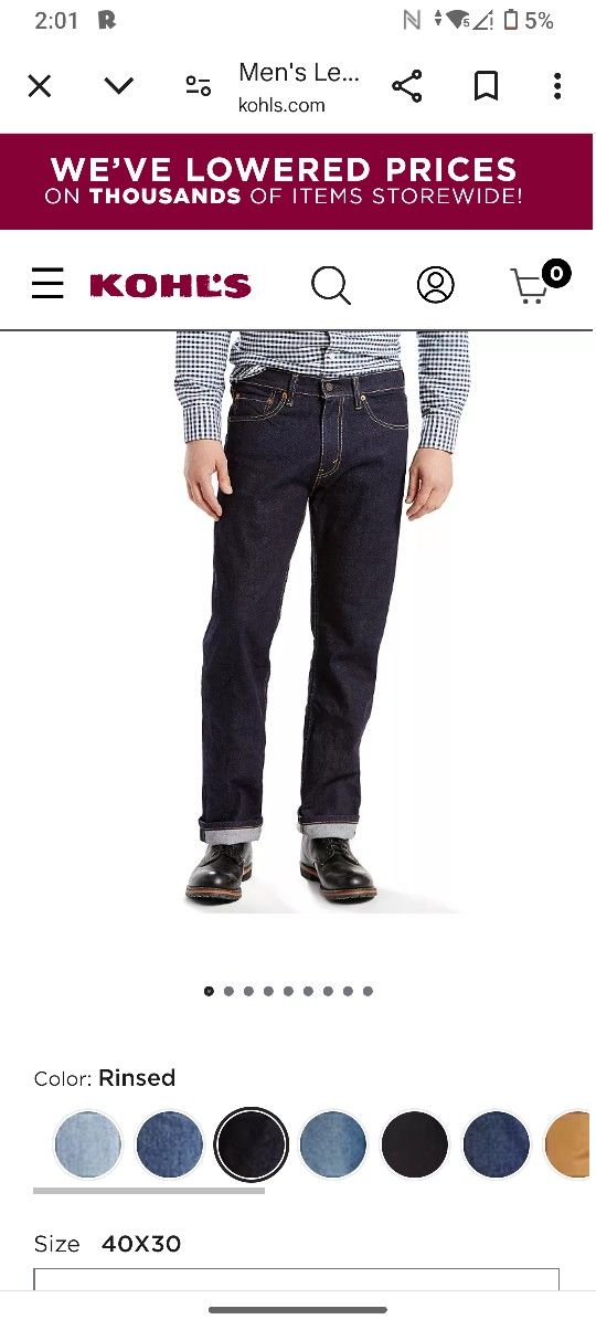 Men's Levi's 505 Regular stretch jeans Size 40×30