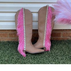 CUSTOM Rhinestone & Fringe Cowgirl Boots 