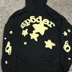 Black/Crème Sp5der Hoodie Lg 