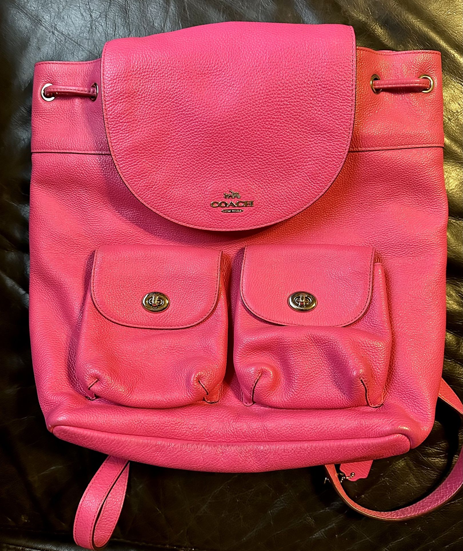 pink coach backpack - as new!