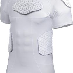Men Padded Proctective Shirt 6-Pads Chest Rib Protector Padded Football Shirt Protective Gear for Football Rugby Basketball