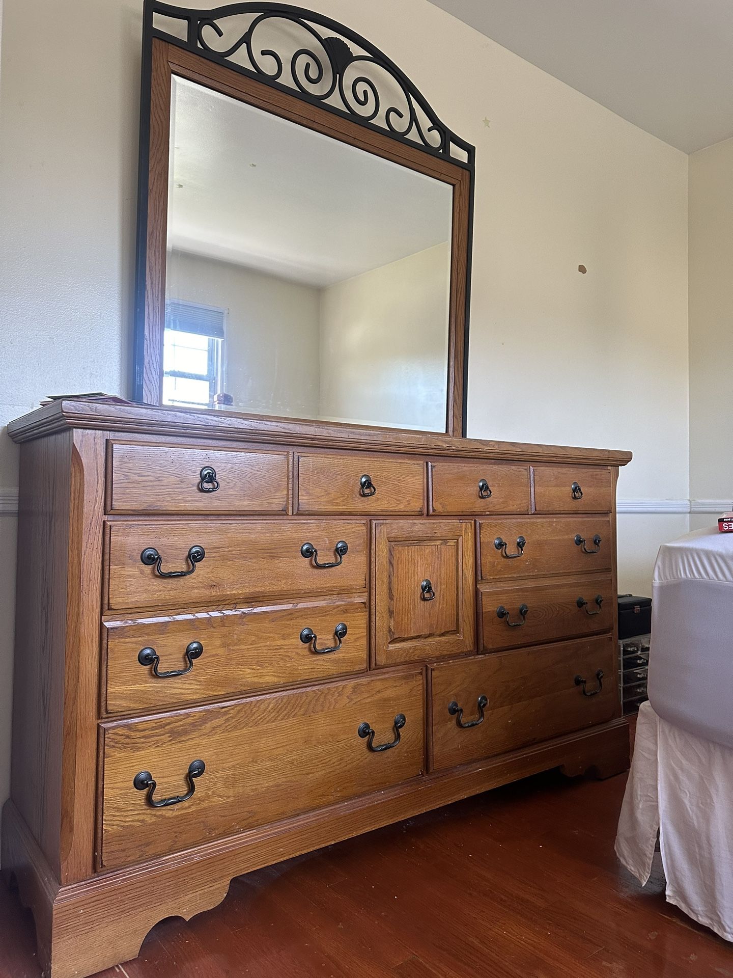 Antique Dresser + Bed Headboard Set