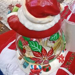 Look At This Fabulous COOKIE  Jar.Tbe Children Will Love To See All Those Cookies In Santa's Belly .