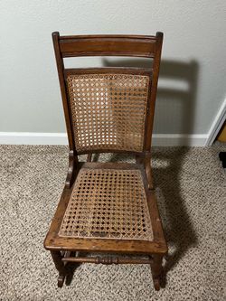 Antique Hand-Cane Wooden Rocking Chair