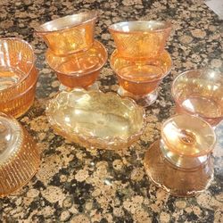 VINTAGE Iridescent Marigold Carnival Glass