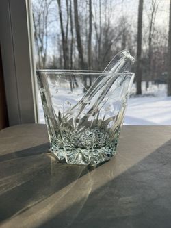 vintage Princess House Heritage crystal ice bucket with tongs