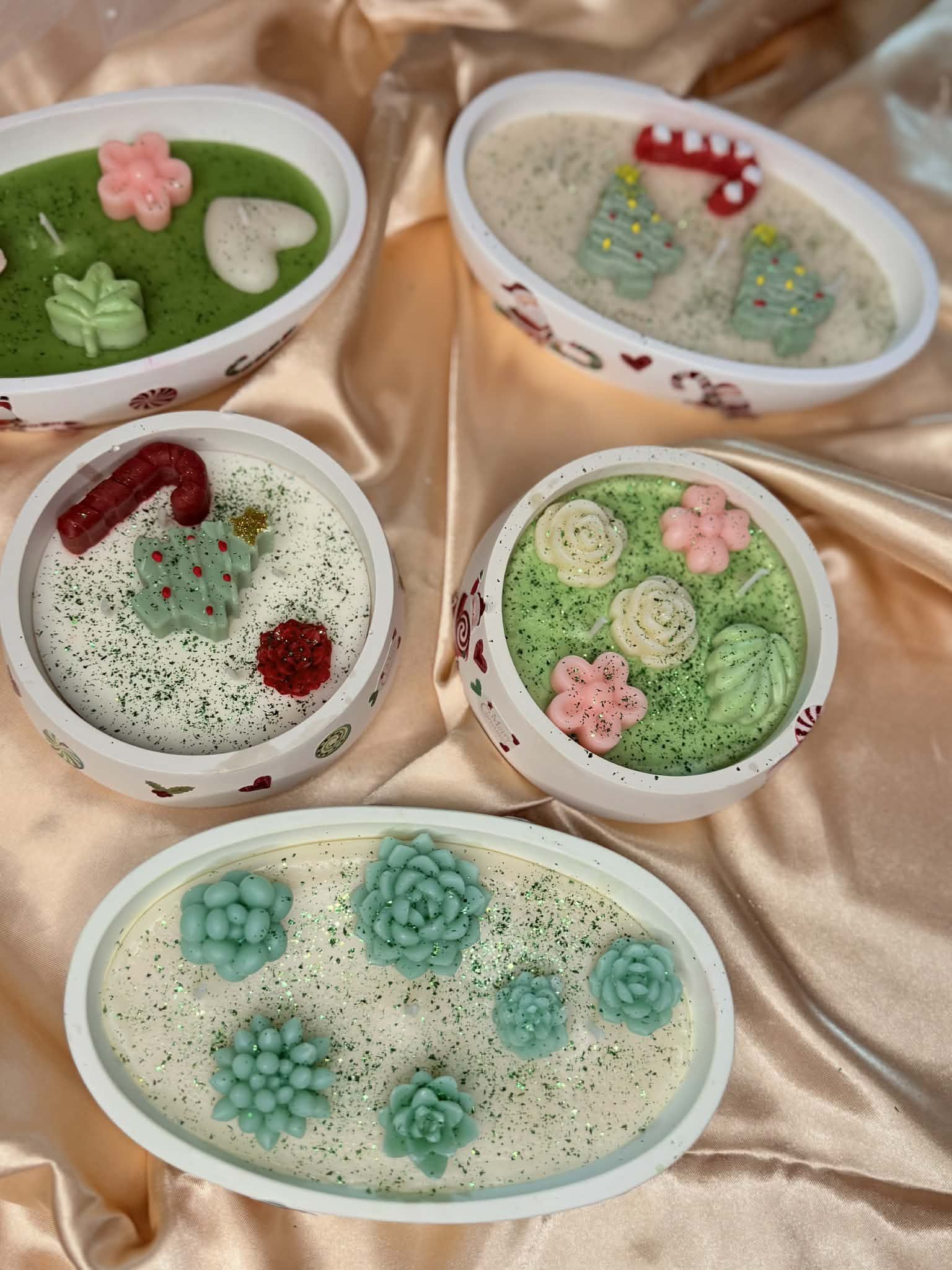 Hand Made Christmas Decorated Poured Candles