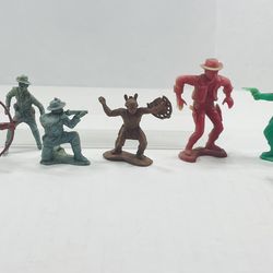 3" Vintage Plastic Toy Lot Of Cowboys & Indians