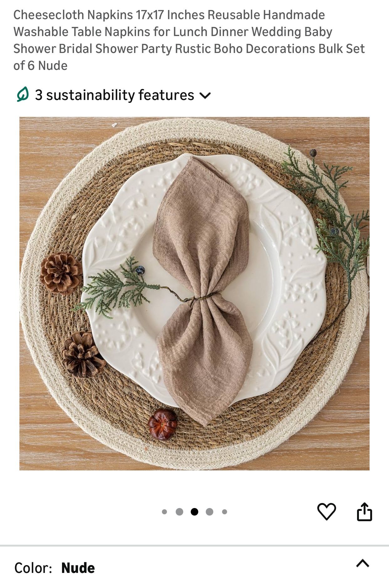 Cheesecloth Reusable Table Napkins