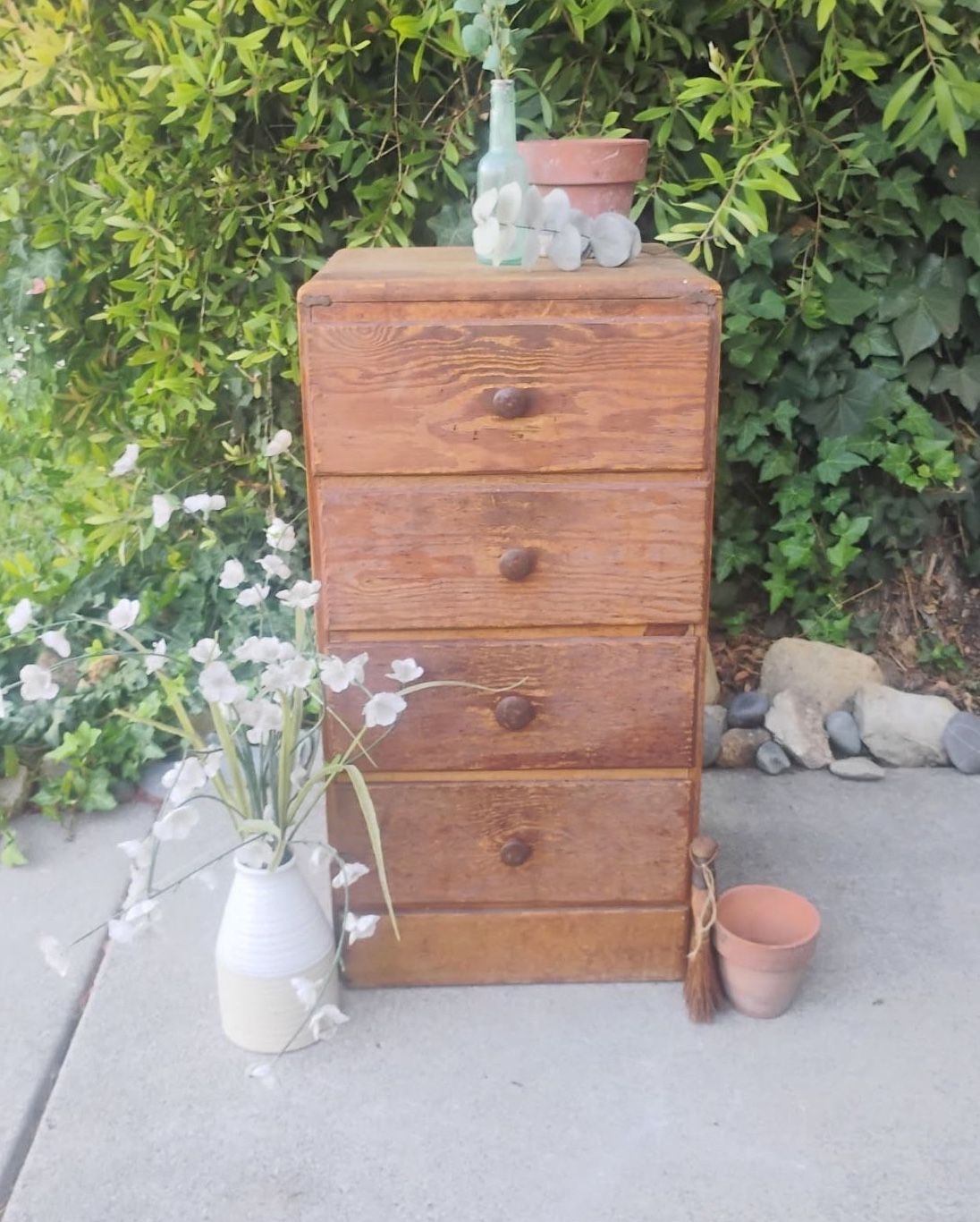 Small Rustic Dresser Four Spacious Drawers Solid Wood 16” W X 15” D X 30 1/4” T