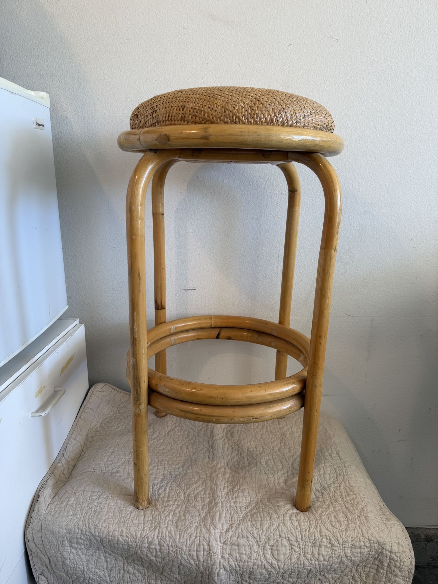 Bamboo With Rattan Seat, Barstool