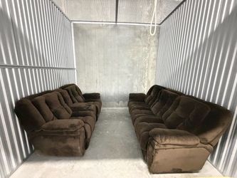 Brown Reclining Living Room Set – Sofa + Console Loveseat
