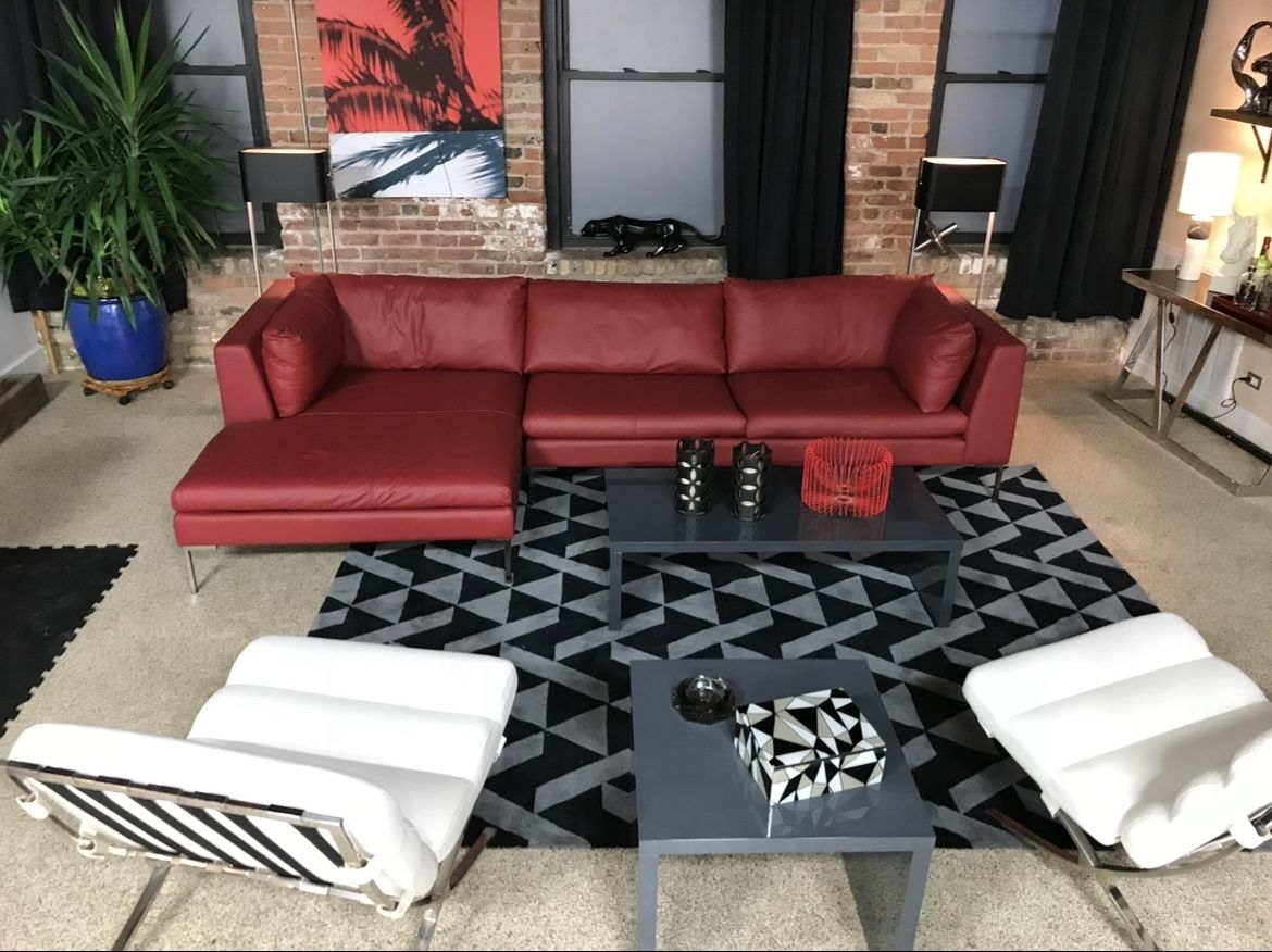 Red Leather Sectional Couch
