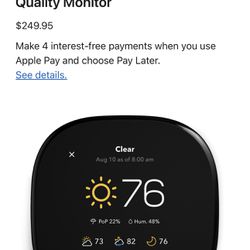 BRAND NEW Ecobee Smart Thermostat Premium With Siri And Alexa And Built In Air Quality Monitor.