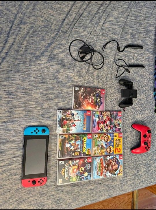 Nintendo switch with games Mario kart donkey Kong