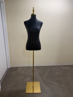 Brand New Female Mannequin Torso Dress Form Adjustable Stand Metal Base Black Gold