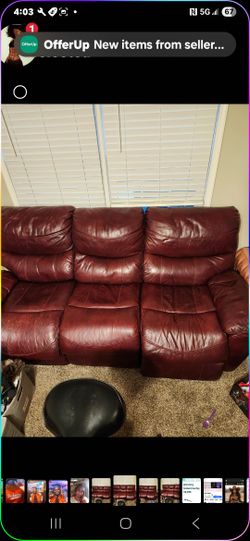 Nice Burgundy Leather Couch and matching Chair