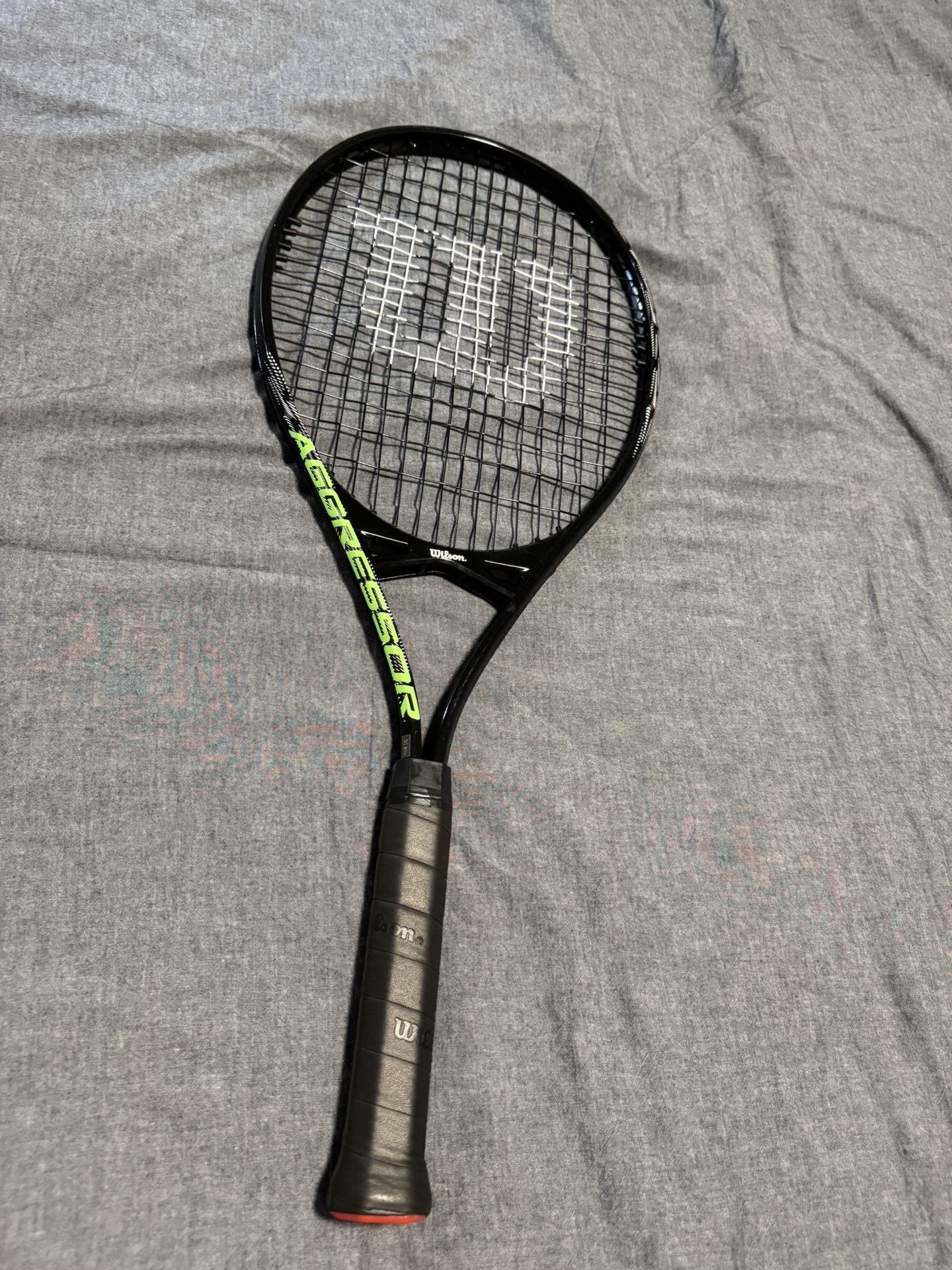 Wilson Aggressor Adult Recreational Tennis Racket - Grip Size 3-4 3/8", Black