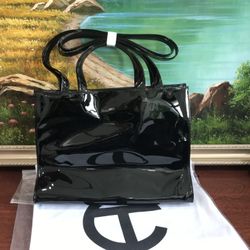 Telfar Medium Patent Shopping Bag Black