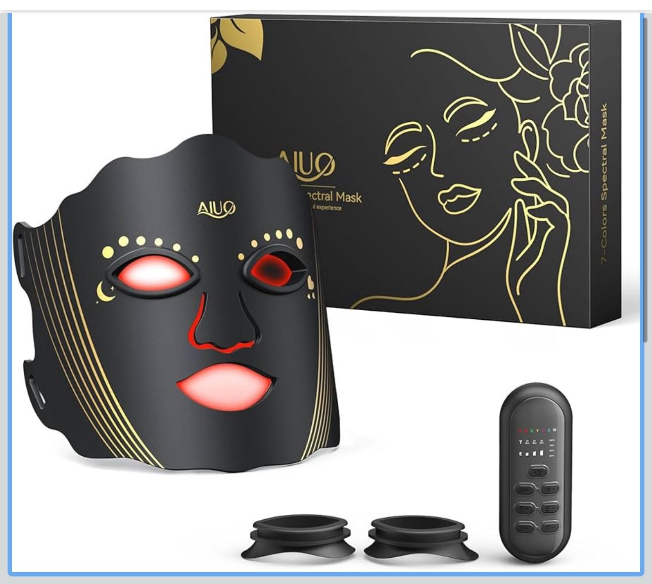 Red Light Therapy for Face, Led Face Mask Light Therapy with Rechargeable Remote, LED Face Mask Light Therapy at Home, Comfortable Red Light Therapy M