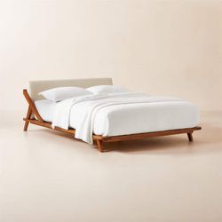 CB2 Drommen acacia wood platform bed queen size