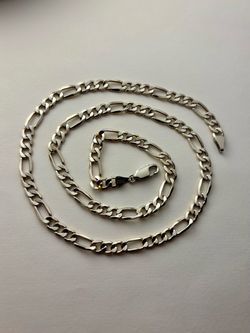 Aurafin 14K Solid Gold 5mm Two-Tone Figaro Chain Necklace 18 Inch Reversible